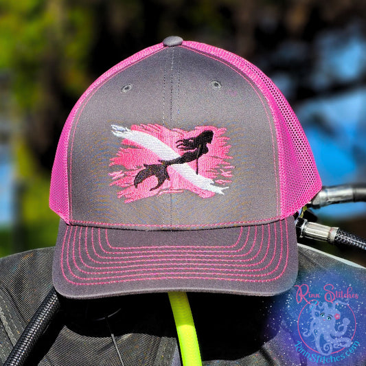 Dive Flag Mermaid Cap Neon Pink (6 Pack)