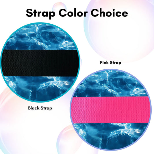 Black and neon pink webbing options for BCD tags, durable scuba gear materials for dive equipment identification, made in Maui by Rinn Stitches
